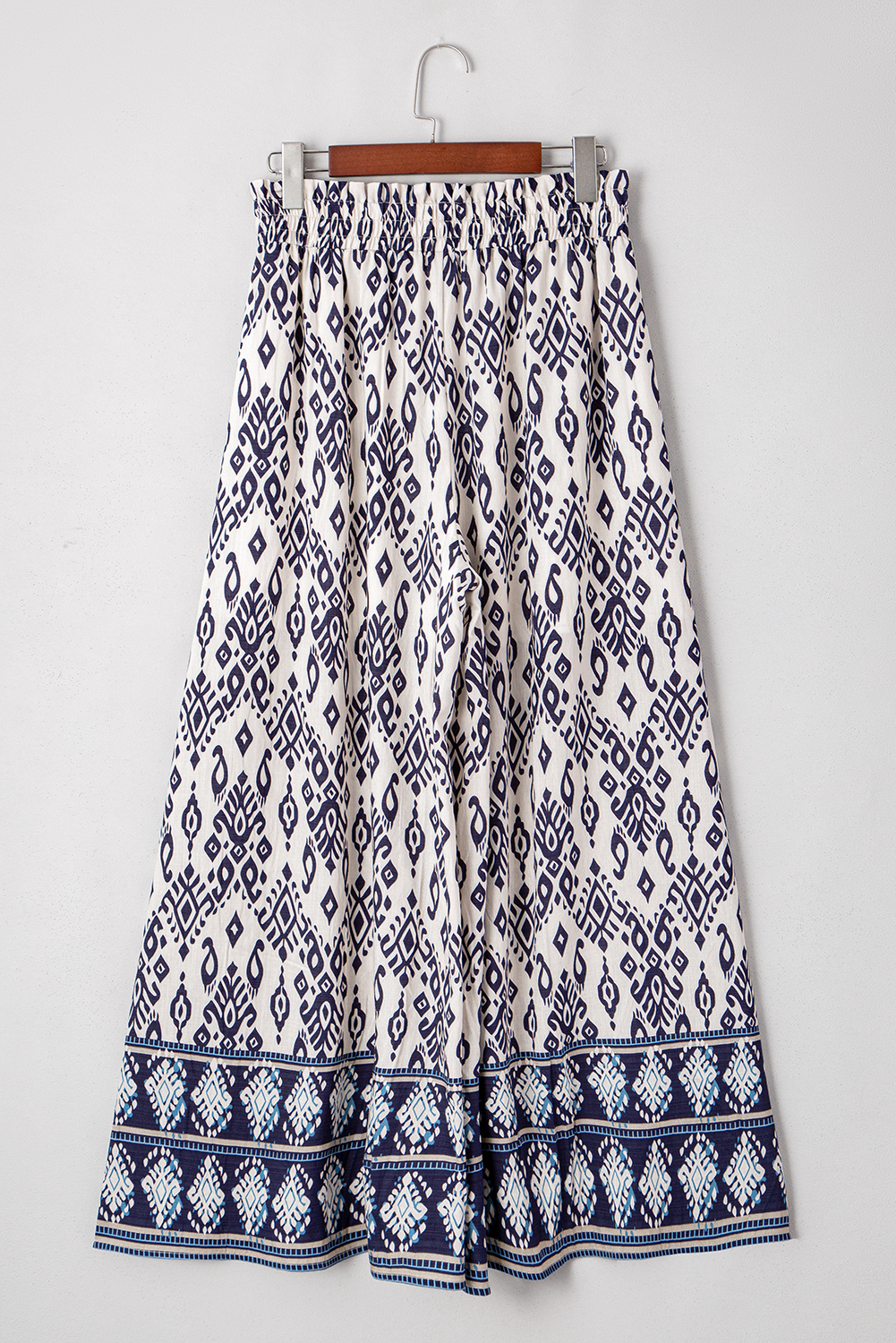 Blue Boho Pattern Print High Waist Wide Leg Loose Pants - Image 8