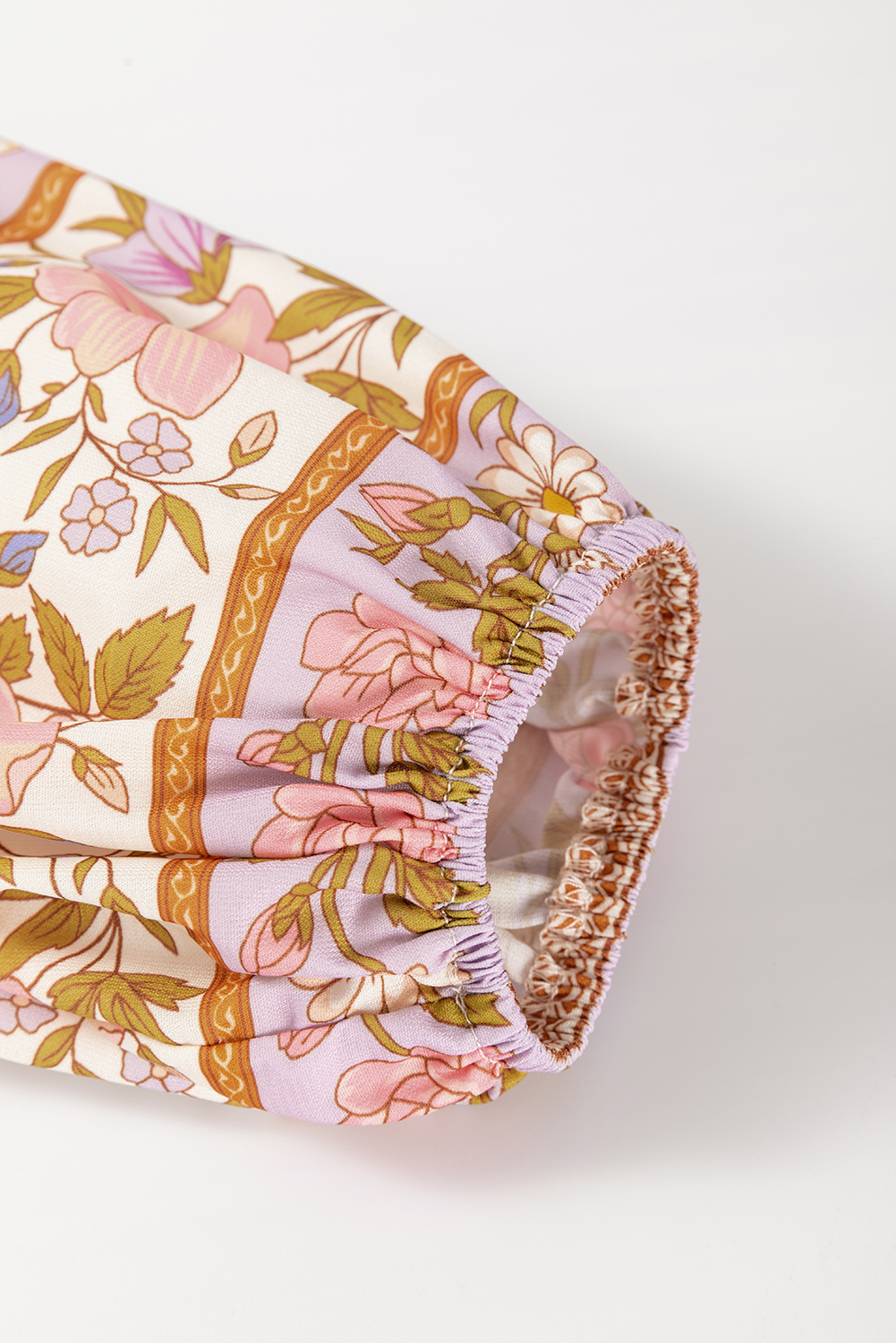 Multicolour Boho Floral Mixed Print Puff Sleeve Shirt - Image 7