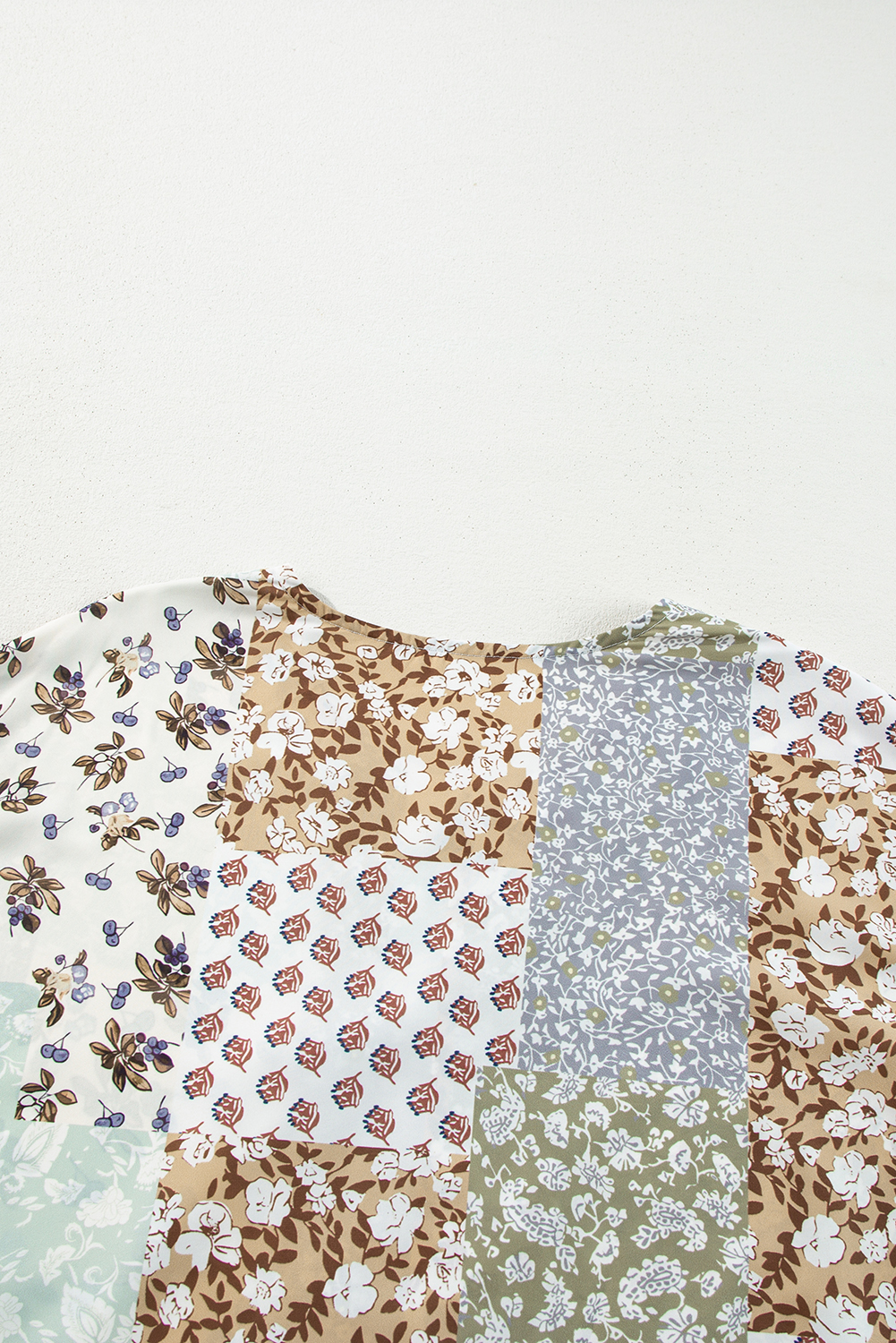 Multicolor Floral Patchwork Print Long Puff Sleeve Shirt - Image 7