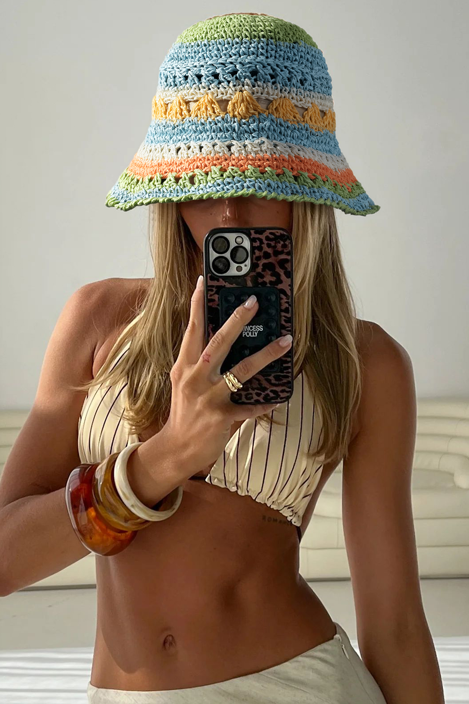 White Papyrus Weaving Straw Fisherman Hat - Image 4