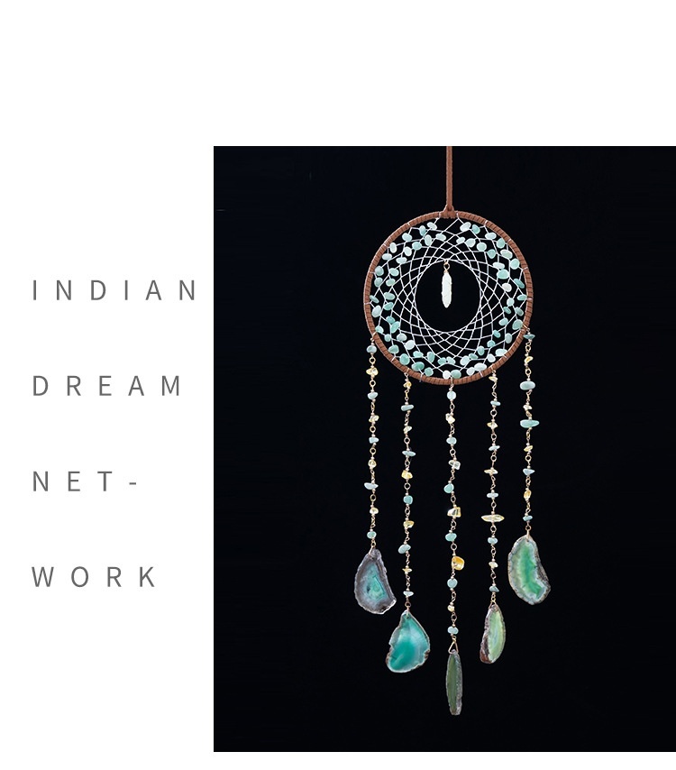 Rough Stone Side Agate Slices Dreamcatcher Home Decorative Pendant - Image 8