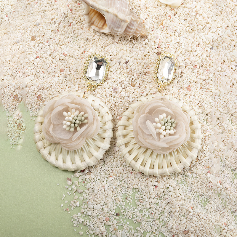 Creative Boho Circle Rice Bead Braided Earrings - Image 6