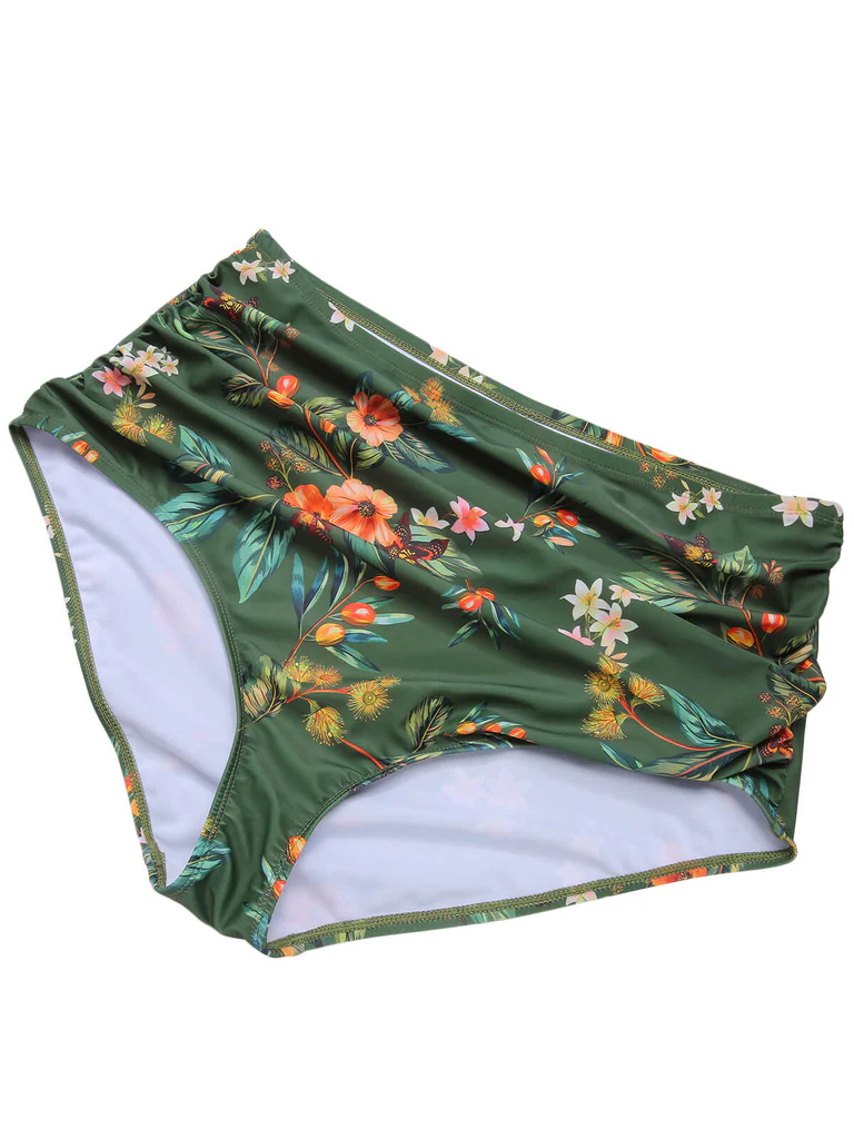 Green Floral Drawstring Swimsuit Set - Image 3
