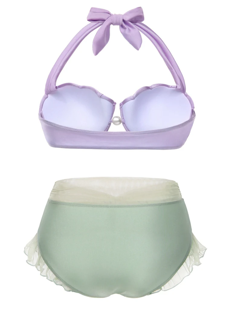 Lavender Mermaid Shell Halter Bikini Set - Image 2