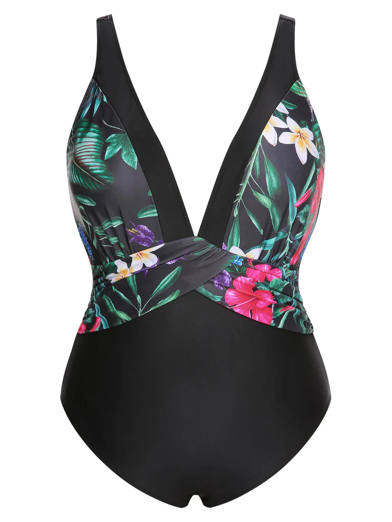 Multicolor V-Neck U-Back Swimsuit