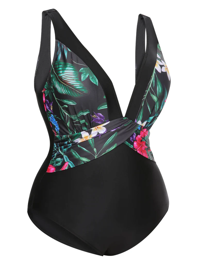 Multicolor V-Neck U-Back Swimsuit - Image 3