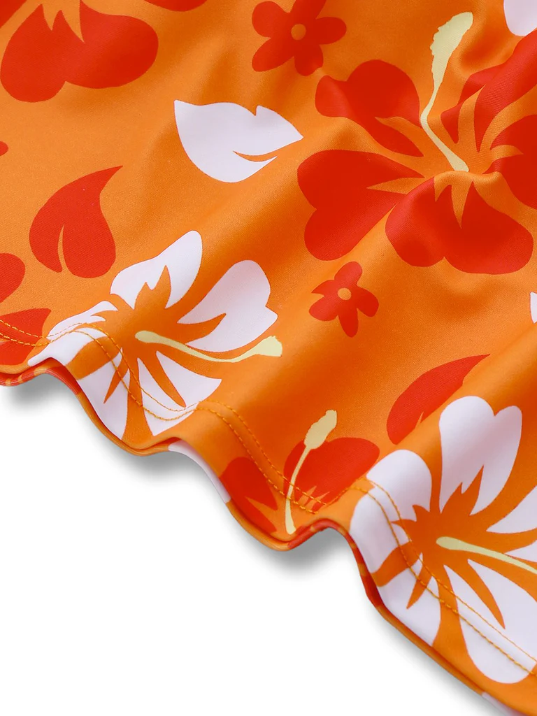 Orange Floral Backless Bikini Set - Image 2