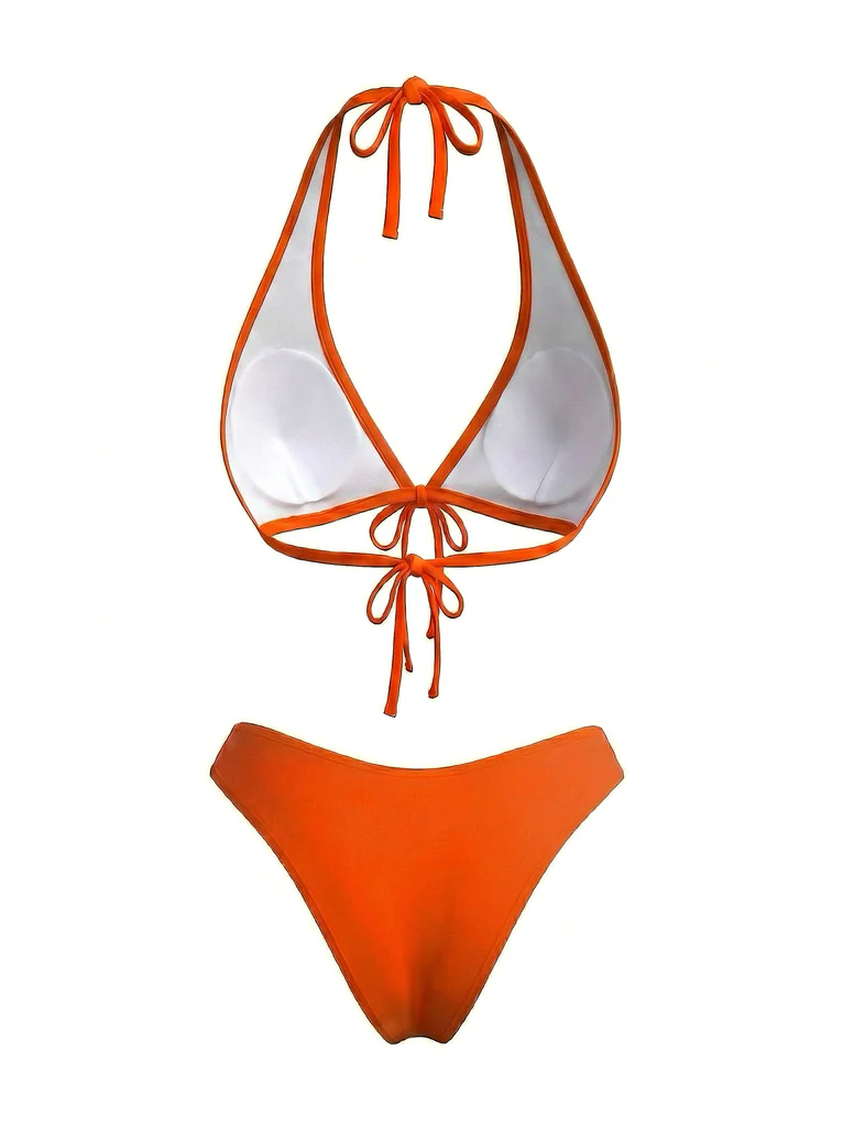Orange Boho Bikini Set with Cover-Up - Image 2