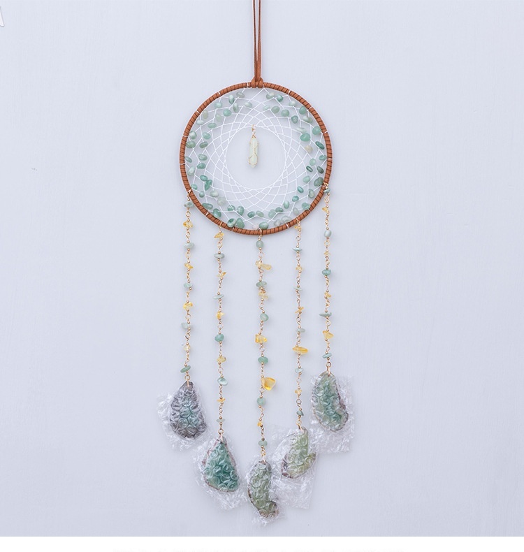 Rough Stone Side Agate Slices Dreamcatcher Home Decorative Pendant - Image 9