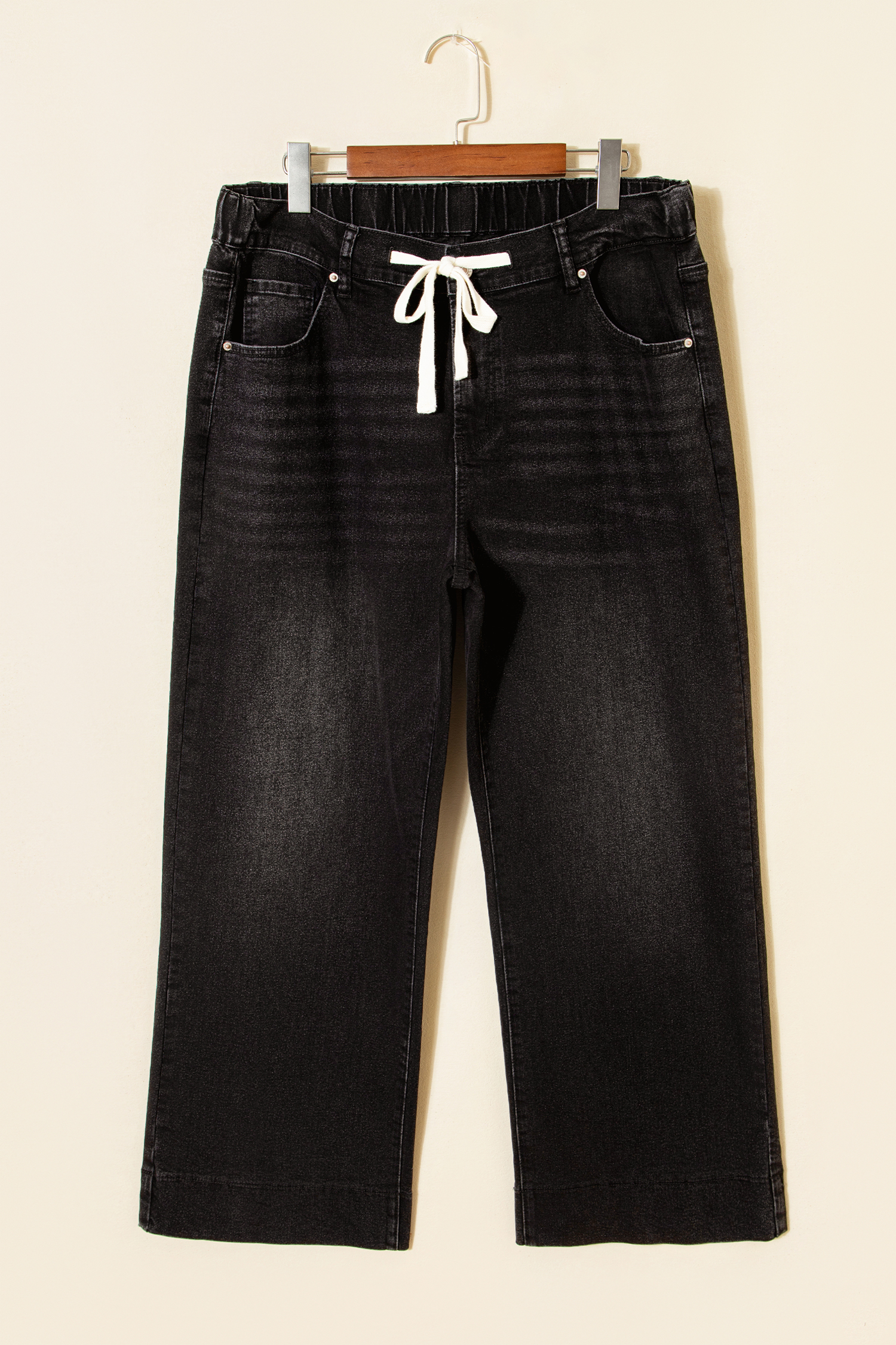 Dark Blue Acid Wash Contrast Lace-up Plus Size Jeans - Image 6