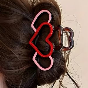 Bonbon Hollowed Heart Design Color Contrasted Acrylic Hair Claw Clip