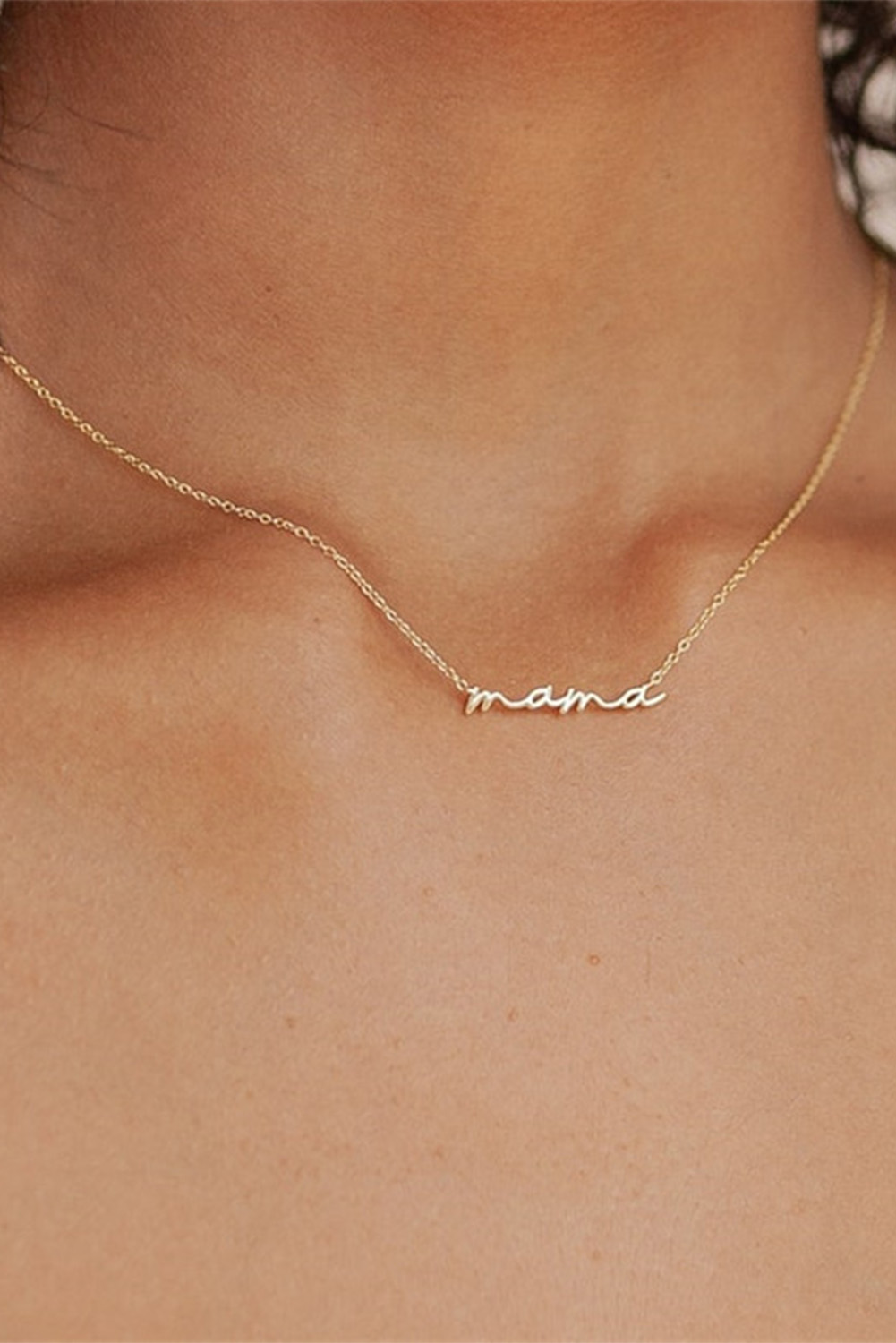 Gold Tiny Mama Script Necklace - Image 2