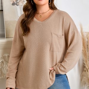 Parchment Plus Size Drop Shoulder Knit Tunic Top