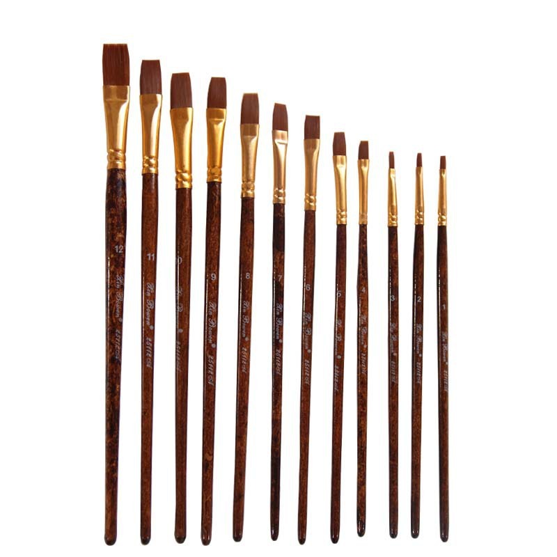 12 Pcs Set Nylon Hair Watercolor Paint Brushes - Image 4