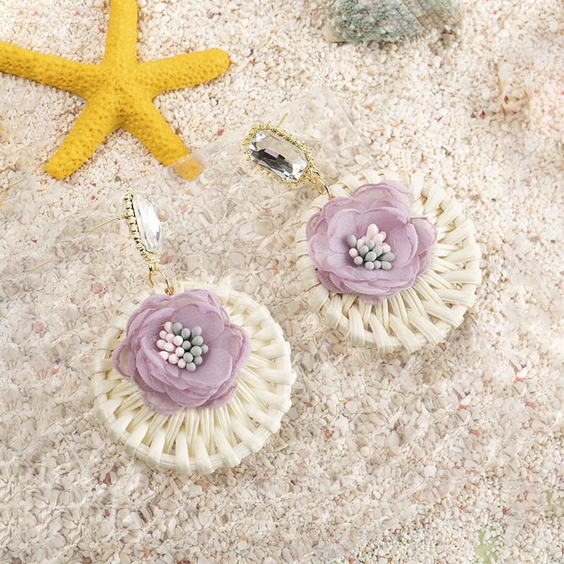Creative Boho Circle Rice Bead Braided Earrings - Image 7