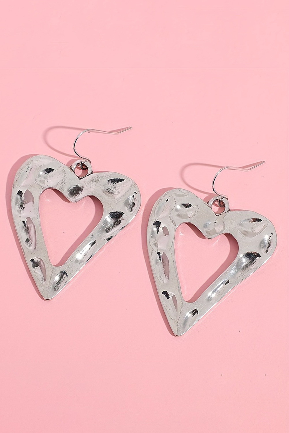 White Valentine Hollowed Heart Shape Earrings - Image 3