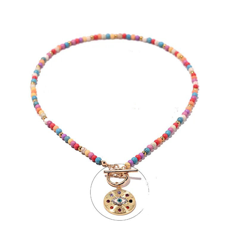 Bead Necklace Women's Round Devil's Eye Pendant Necklace - Image 2