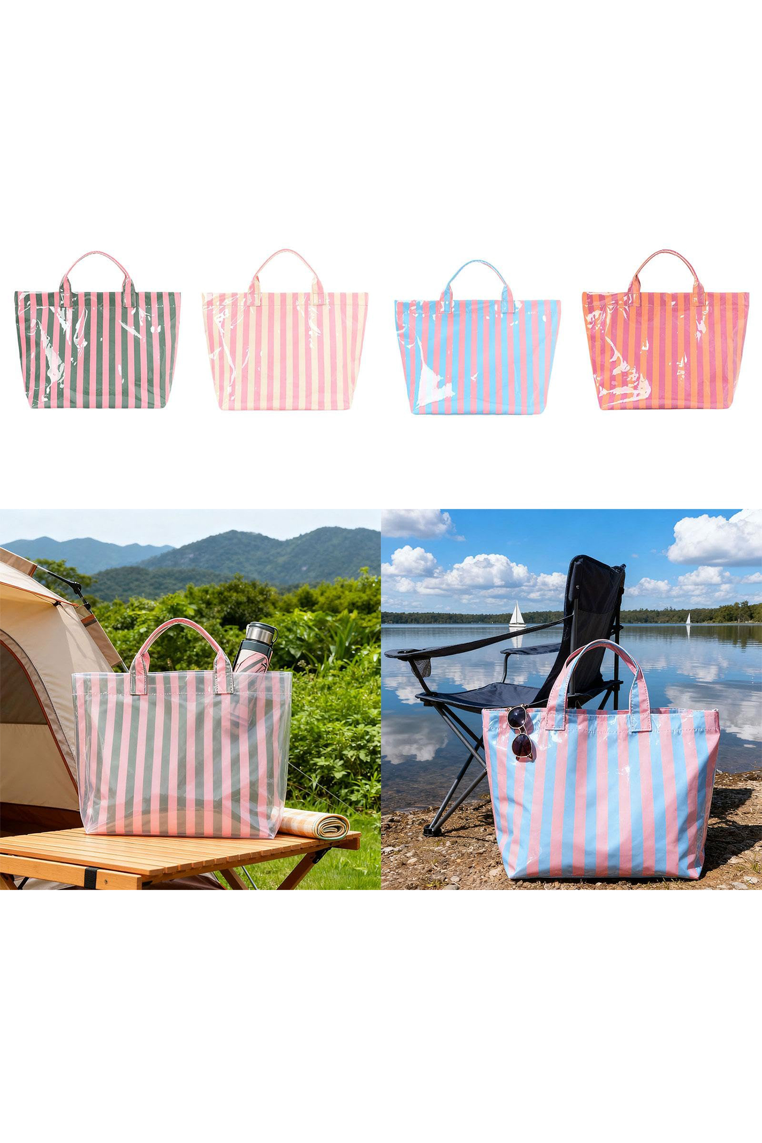 Rainbow Glossy Striped Vinyl Large Tote Bag - Image 15