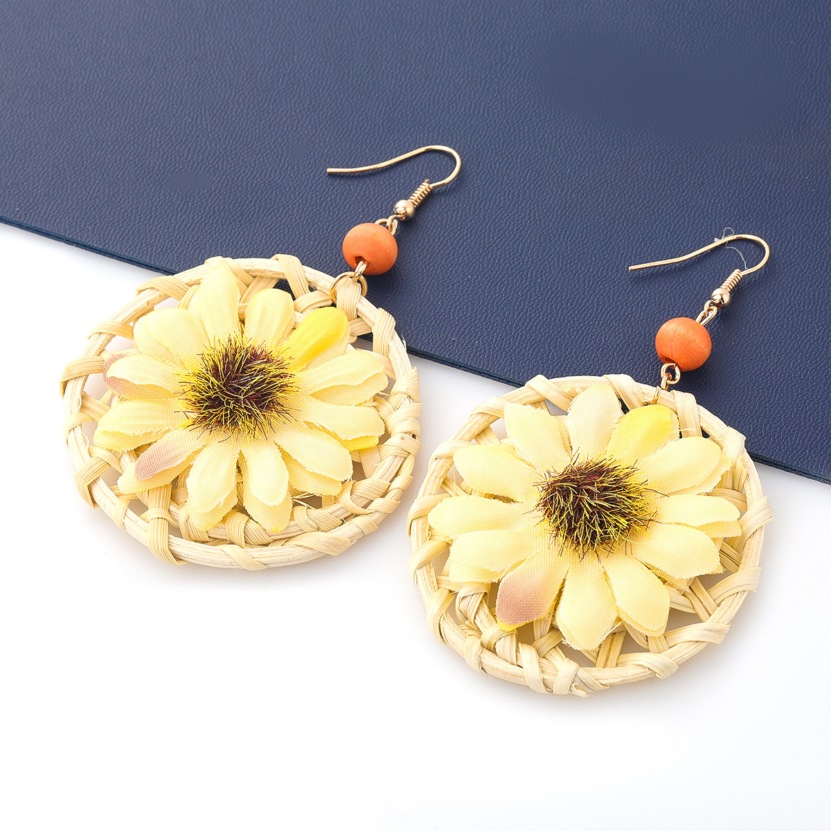Creative Boho Circle Rice Bead Braided Earrings - Image 5
